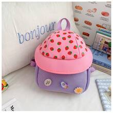 1pc New Cute Cartoon Creative Fruit Hat Backpack School Bag For Kids, Lightweight Storage, Suitable For Kindergarten, Outdoor Strolling, Short Trips, Family Camping - Multicolor - View 9
