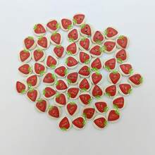 100pcs Fashion Personalized Vintage European & American Style Painted Printed Wooden Strawberry Buttons Assorted Fruit Wooden Buttons Bohemian Style Painted Wooden Buttons Accessories DIY Making Clothes Bags Hats Scarves Hair Accessories Pants Holiday Party Birthday Gift Decorative Wooden Buttons Material - 100pcs Mixed Strawberry Pattern Buttons - View 8