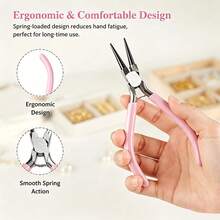 KLONKEE 3/5/6pcs Pink Tool Set: Pliers, Pink Tweezers, Open-End Tools For Various Jewelry Making And Repair, Suitable For Jewelry Beading Tools - Jewelry Pliers Set - View 6