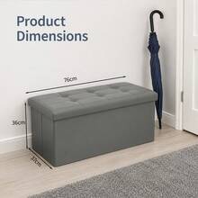 Living Room Folding Storage Ottoman – 76*38*38cm Footrest Stool With Lid, Storage Box & Shoe Bench - Dark Grey - View 2