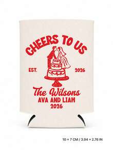 Personalized Wedding Can Coolers, Custom Text Can Sleeves For Reception Drinks, Bride And Groom Cake Design, Wedding Favors For Guests - Multicolor - View 14