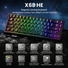ATTACK SHARK X68 HE 60% 有線電競鍵盤，快速觸發、觸發點可調，磁軸 8K 輪詢率，PBT 鍵帽，適用 PC 玩家/Win，RGB 機械鍵盤，聖誕禮物，聖誕版－白色/黑色輪廓/月夜 - 彩色 - 查看 15
