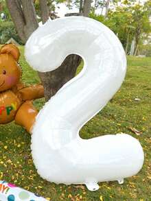 32-Inch Large White Numbered Aluminium Foil Balloon, Birthday Celebration Party Decorations, Festival Dressing Props, - White - View 9
