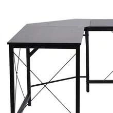 L-Shaped Corner Desk 150x150x76cm MDF Black, Modern Corner Desk For Office & Home Office - 黑色 - 查看 7