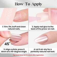 Beetles Black Cat Eye Press-On Nails, Short Almond Fake Nails With White Polka Dots, Nail Glue & Adhesive Tabs, 10-Minute DIY Manicure Kit - Short Almond Black Cat Eye - 查看 8