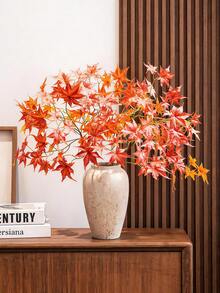 ZaiYe 1pc, Artificial Large Maple Leaf Branches, Fall Decoration, Artificial Flowers And Greenery, Suitable For Parties, Autumn Home Decoration, Suitable For Wedding Bouquets, Table Centerpieces, Thanksgiving/Halloween And Day Of The Dead Decorations - Multicolor - View 2
