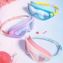 1 PC Cartoon Swimming Goggles, Anti Fog Waterproof Wide Vision Silicone Swim Goggles - Blue - View 1