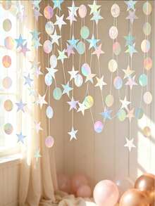 1/3/5packs Glitter Star Garland Banner Graduation Decor Star Hanging Banner Twinkle Backdrop For Party Birthday Classroom Wedding Supplies - Star-shaped Round Sequins - View 5