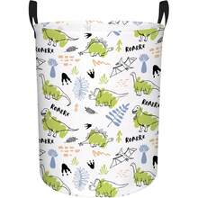 1PC Dinosaur Print Storage Basket With Handles, Cute Cartoon Dino Pattern Household Organizer Bin For Clothes Sundries, Multi-Purpose Home Room Decor Container Organization Solutions - Multicolor - View 8