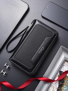 Tas Clutch Bisnis Pria untuk Perjalanan, Dompet Panjang Lembut dengan Resleting, Tas Tangan Kapasitas Besar - MultiWarna - View 11