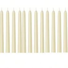 12 Buah Lilin Taper Warna Putih Krem, Lilin Tinggi Tanpa Asap yang Tahan Lama untuk Dekorasi Pernikahan & Rumah - Lilin batang panjang berbentuk lilin runcing - View 8