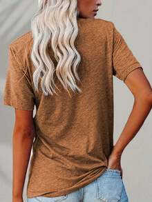 Women's Casual Crew Neck T-Shirt Boo-Jee Leopard Print Printed T-Shirt, Soft Stretchy Casual Short Sleeve Top, Machine Washable, Halloween Costume - Brown - View 5