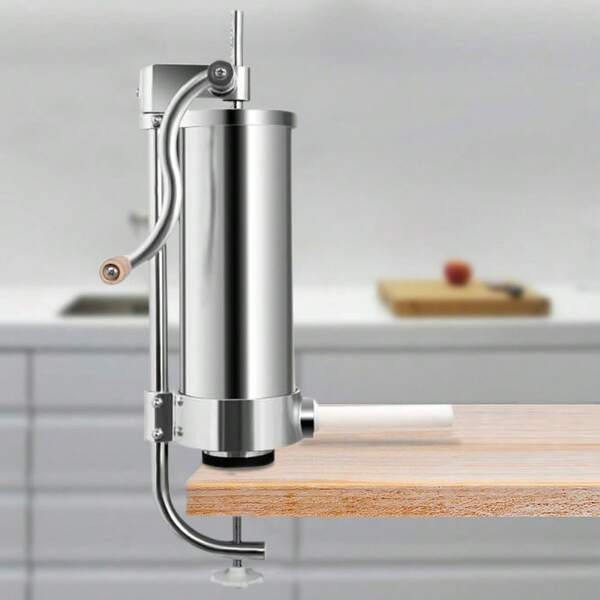 Spingisalsicce Manuale da 3 Litri, Macchina per Carne Macinata con 4 Tubi (17mm, 21mm, 25mm, 29mm), Stile Verticale in Acciaio per Cucine e Ristoranti Familiari