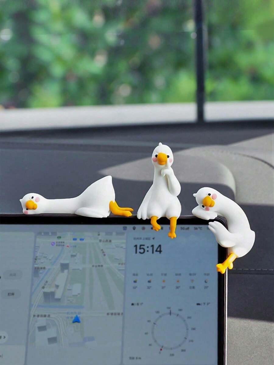 1件/2件/3件/4件可愛小鴨汽車裝飾品,防滑設計適用於儀表板,可愛卡通風格適合所有車型,迷人的內飾裝飾,精緻的禮物選擇 - A - 查看 1