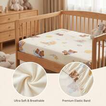 3 pièces Drap de lit et housse de matelas en coton mignon de dessin animé pour bébé, drap de matelas de lit de bébé respirant et doux, protecteur de matelas pour enfants, ensemble de remplacement de literie pour garçon & fille, plusieurs tailles disponibles - 3 pièces - Voir 5