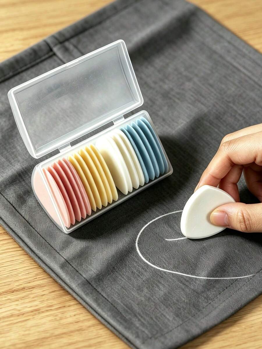 10/20pcs Multi‑Color Triangle Tailor's Chalk Set With Clear Storage Case, Erasable Fabric Marking Chalk Pieces, DIY Patchwork Sewing Marking Tool For Cloth & Garment Pattern Cutting, Sewing Accessories - A - View 1