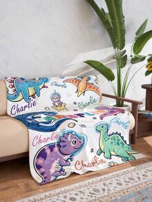 1pc Customized Name Blanket, Personalized Bed Throw, Printable Name, Personalized Throw Blanket, Cute Animal Pattern Blanket, Comfortable Blanket, Home Gift, Birthday Gift, Christmas Gift, Personalized Gift, Gift For Son/Daughter, Gift For Friend - Style 8 - View 4