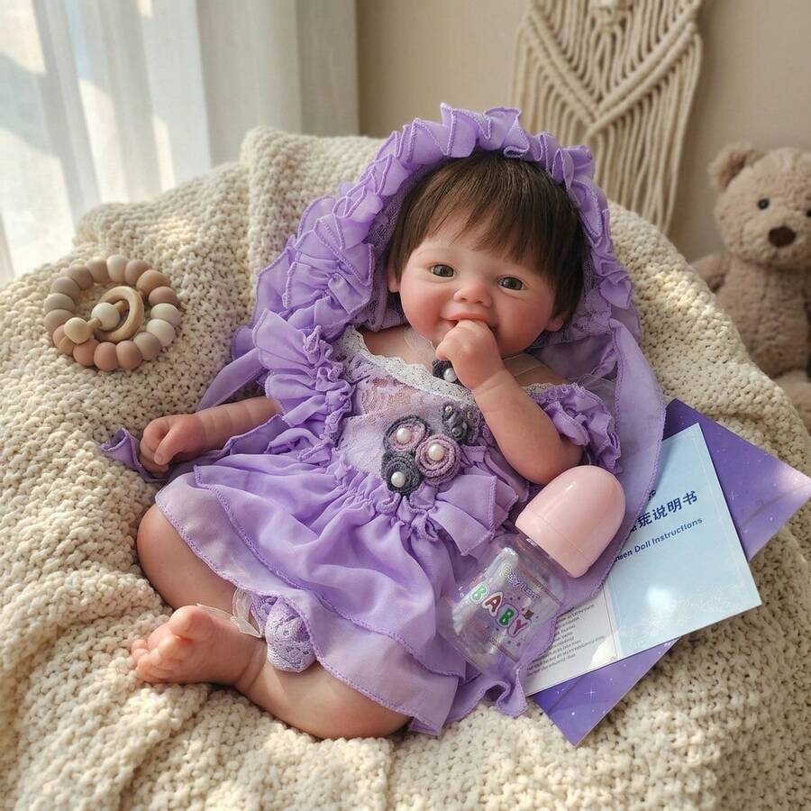 18 Inch Vivienne Silicone Baby Reborn Baby Doll Handmade Reborn Doll Gir With Rooted Hair(Anatomically Accurate) - Silicone Doll - View 1