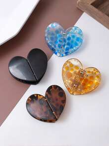 1 Pair Women's New Leopard Print Heart Magnetic Hair Claw Clips, Women's Hair Accessories, Vintage Style, Detachable Hair Clips, For Half-Up Hairstyles - Multicolor - View 6