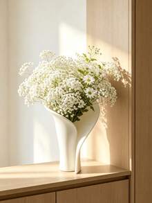 1/2pcs Abstract Fan-Shaped Lotus Leaf Vase, Streamlined Creative White Flower Holder Decor, Suitable For Tulip And Daisy Floral Arrangement, Living Room TV Cabinet Atmosphere Desktop Craft - Fan-shaped Lotus Leaf - View 10