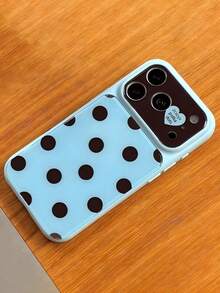 Polka Dot Cute Minimalist Pink Candy Color Phone Case, Compatible With IPhone 17 Pro Max 17 Pro 17 16 Pro Max 16 Pro 16 15 Pro Max 15 Pro 15 14 Pro Max 14 Pro 14, Cute Glossy Jelly Color Anti-Drop Back Cover - Baby Blue - View 3