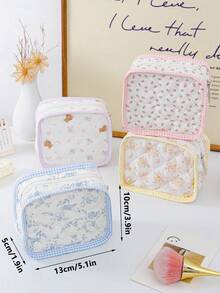 1 Buah Kantong Penyimpanan Mini Motif Bunga Berbentuk Hati, Tas Kosmetik & Pembalut Portabel. Cocok untuk Kosmetik, Hadiah Luar Biasa untuk Perjalanan & Kembali ke Sekolah. - MultiWarna - View 12