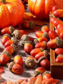 MEHELANY 20Pcs Artificial Acorns Bulk Pack, Brown Orange Fake Foam Acorns With Oak Caps, Harvest Bowl & Tray Fillers, Farmhouse Fall Thanksgiving Halloween Home Table Decor, DIY Wreath Garland Floral Craft Supplies, Autumn Wedding Scatter - Multicolor - View 5