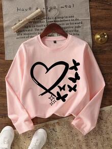 3pcs - Kaos Lengan Panjang Leher Bulat Motif Kasual Lucu untuk Anak Perempuan Remaja Musim Gugur/Dingin - Putih - View 4