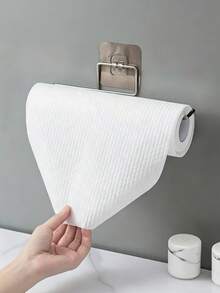 2 Sets (2 Brackets, 2 Adhesive Hooks) Easy-To-Install Stainless Steel Towel Racks - Self-Adhesive Wall-Mounted Paper Towel Holders, Kitchen Paper Roll Racks, Bathroom Toilet Paper Storage Racks, Towel Racks, Suitable For Kitchen And Bathroom Storage - A - View 10