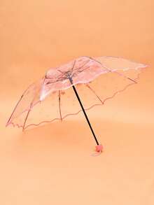 Cherry Blossom Manual Folding Umbrella, Portable 8-Rib Thickened High Transparency Folding Umbrella, Suitable For Outdoor Travel And Photography Props, 1pc - Cherry Blossom Transparent Umbrella - View 8