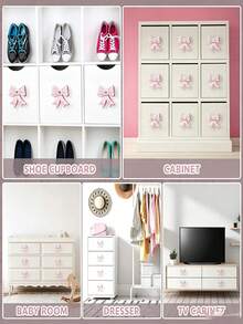 12pcs/8pcs/6pcs/4pcs Pink Bow Drawer Pulls, Children's Room Decor, Decorative Pulls With Screws, Suitable For Baby Bedroom Wardrobe Cabinet - Multicolor - View 4