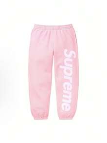 Supreme Satin Applique Hoodie FW24 | Premium Heavyweight Crossgrain Fleece Hoodie, Streetwear Layering Set For Men & Women - Pink Sweatpants - 查看 1