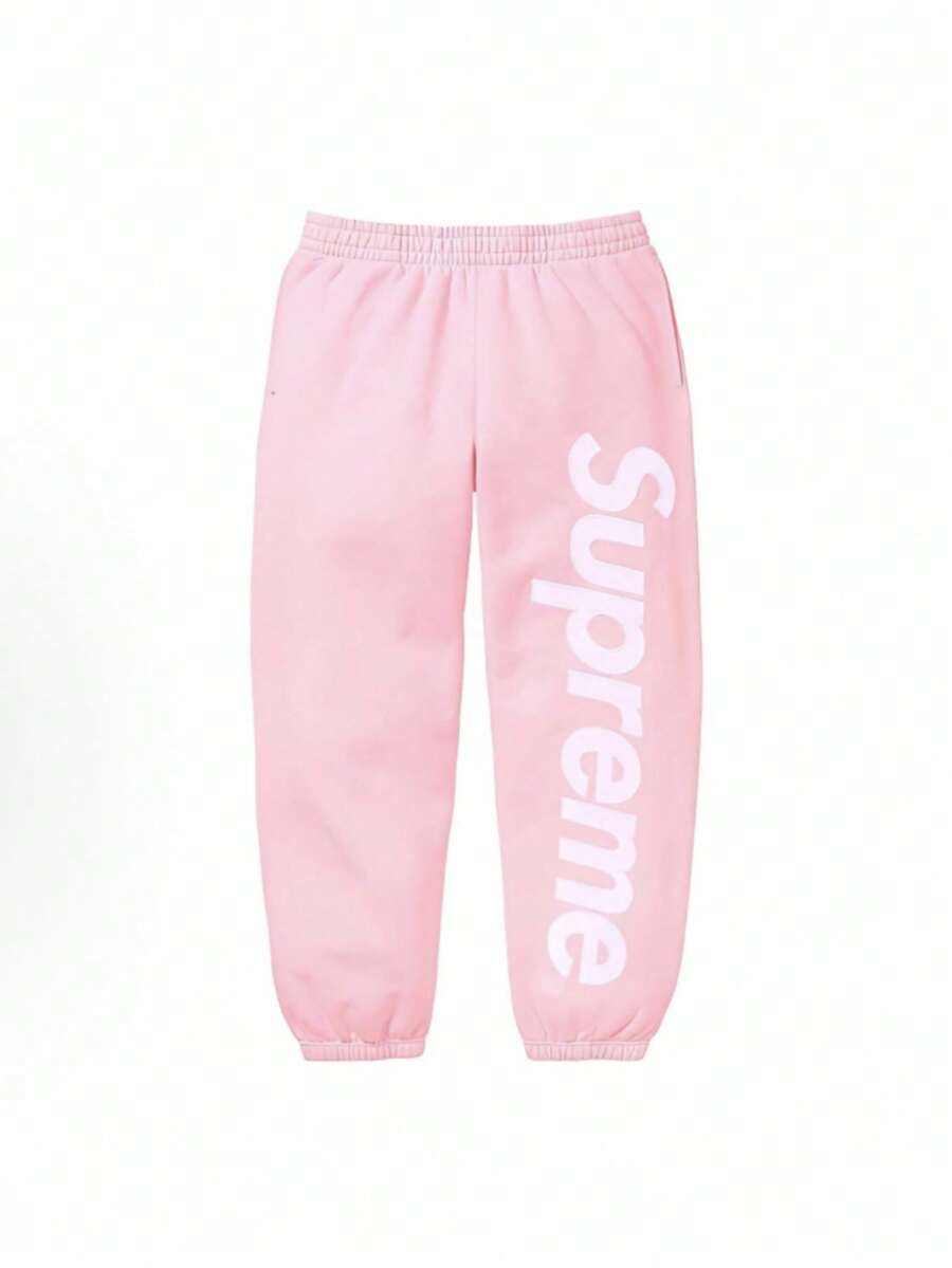 Supreme Satin Applique Hoodie FW24 | Premium Heavyweight Crossgrain Fleece Hoodie, Streetwear Layering Set For Men & Women - Pink Sweatpants - 查看 1