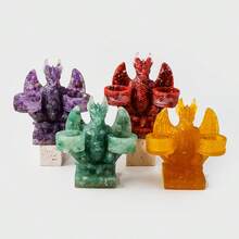 1PC Natural Amethyst Crystal Dragon Statue, Double Candle Holder Figurine, Reiki Healing Feng Shui Decor, Home & Office Desktop - Resin Fire Dragon Figurine - View 6