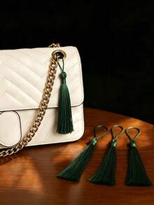 20/50/100pcs 13cm/5 Inch Silky Floss Bookmark Tassels With 2-Inch Cord Loop And Small Chinese Knot For Jewelry Making, Souvenir, Bookmarks, DIY Craft Accessory - 13cm Dark Green - View 7