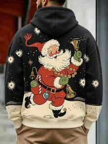 Hoodie Raglan Lembut Motif Santa Claus untuk Pria, Wajib Dipakai di Musim Liburan - MultiWarna - View 5