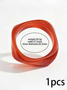 1 Pc Fall Decor Marble Swirl Red Acrylic Bangle Bracelet, Irregular Twisted Wide Chunky Statement Bangle For Women Fall Winter Fashion Jewelry - Diamond-shaped Solid Reddish-brown (hot Selling) - Inner Diameter 65 - View 7