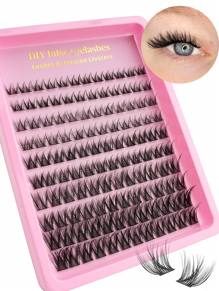 120pcs Lightweight Natural Eyelash Clusters 8-16mm Medium Length Individual False Eyelashes With Pointed Tips, Suitable For Women DIY Home Eyelash Extensions - D - View 1