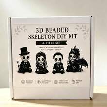 3D Beaded Skull DIY Kit 4pcs Cute Skull Pirate Skull Halloween Mini Skull Beaded Handmade Set Includes Full Accessories Beads Thread Detailed Instruction Manual Handmade Spooky Decor Adult Beginner Home Desktop Holiday Party Ornament DIY Art Craft - View 9