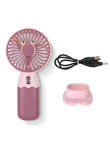 AOYI 1 pieza Ventilador portátil de mano operado con batería, de diseño electroplateado minimalista, incluye cable de carga USB y función de soporte para teléfono móvil - Multicolor - Ver 21