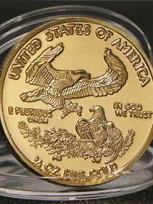 2021 American Liberty Bird Gold Coin, Pure Gold Commemorative Coin Collectible, Home Decor, In God We Trust, Christmas Gift (With Acrylic Storage Box) - Gold - View 2