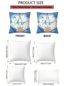 1pc Customizable Personalized Text Print Double-Sided Pillow Case, Suitable For Holiday Gifts, DIY Pattern Pillow Case, For Family, Friends And Yourself - Blue - View 7