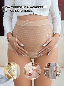 3件組女款孕婦內褲 高腰親膚舒適三角內褲 心形蕾絲素色基本款女用內衣 - 彩色 - 查看 2