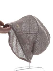 1pc Linen Bucket Hat With Mini Metal Label, Hollow Breathable Solid Color Headwear, Summer Beach Travel Outdoor Walking Daily Wear Accessory - Multicolor - View 10