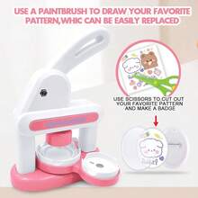 1 Set Badge Making Machine, 3-In-1 Round/Heart-Shaped Brooch Button Maker, Includes 36pcs Button Accessories And Tools, Can Make Fridge Magnets, Keychains, Brooches, Multi-Function Creative Press Machine Badge Punching Set, Suitable For School DIY Handmade Arts & Crafts Gifts, No Installation Required - A - View 7