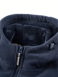 Áo khoác nam có mũ trùm đầu, chất liệu lông cừu Polar Fleece ấm áp, lớp lót dày dặn, khóa kéo toàn thân, thích hợp cho mùa đông. - Xanh đậm - Xem 7
