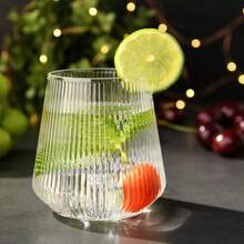 Set Of 9/6/2 Elegant 14oz Stemless Wine Glasses - Durable, Reusable, Shatter-Resistant, Suitable For BBQ, Picnic, Bar Party And Indoor Gathering, With Vertical Grooves On The Body For Enhanced Strength, Ideal Wine Gift, Bar Essential, And Best Choice For Christmas, Reusable. - Clear - View 2