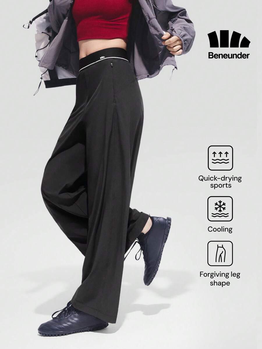 Beneunder Women's Cooling Quick-Dry Wide-Leg Sun-Protective Pants AL001 - Black - View 1
