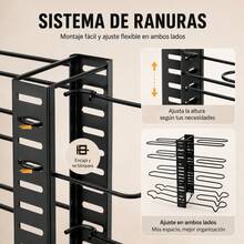 Adjustable Black Carbon Steel Pot And Pan Organizer, Double-Sided 8-Tier Kitchen Storage Rack For Cabinets And Countertops, 42x20x54.5cm - 黑色 - 查看 7