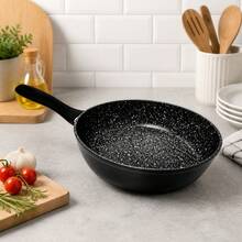 Deep 30cm Frying Pan Aluminum Alloy With Stone-Style Non-Stick Coating, Ergonomic Handle, Suitable For Induction And All Stovetops - 查看 6